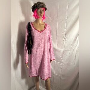 100% Cotton Pink and Red Floral Nimbu Dress/Bikini Cover